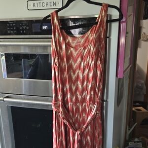 Soft Surroundings Red and Cream Maxi Dress